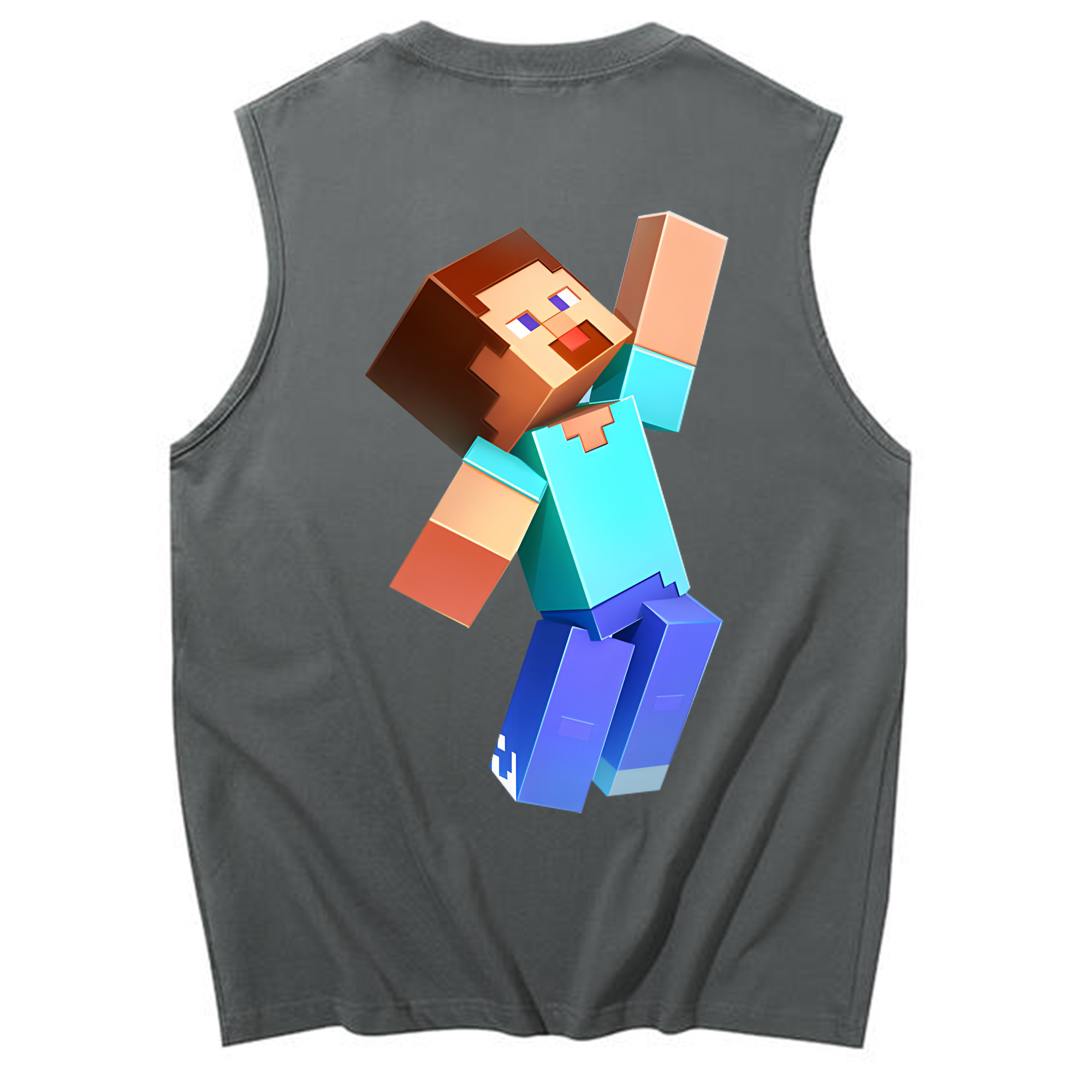 （画像用） マインクラフト ブロックの世界 Minecraft MC Block world コットン100％タンクトップ（背面プリント）
